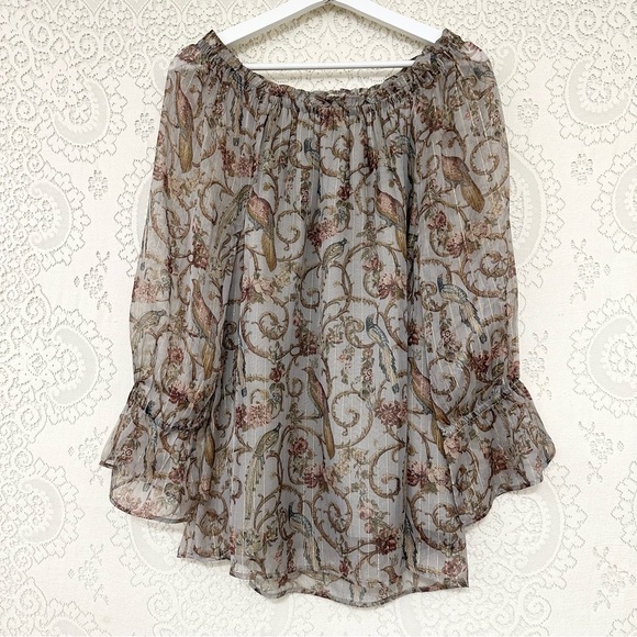 Soft Surroundings Aitana Peasant Boho Tunic Top Sage Print - Picture 1 of 10